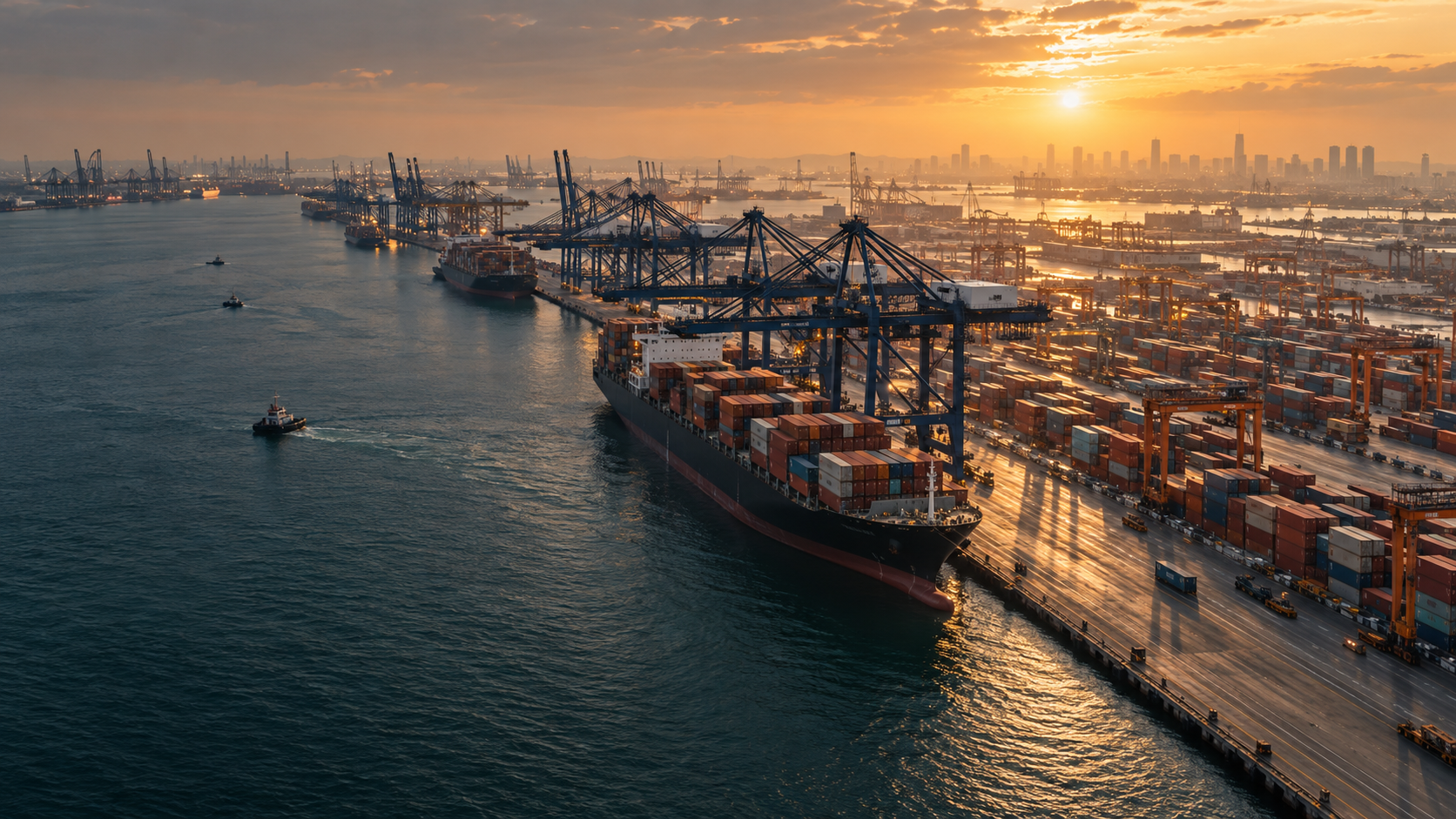 Container port and cargo vessel